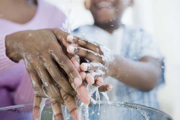Personal hygiene routine South Africa, hands washing with soap